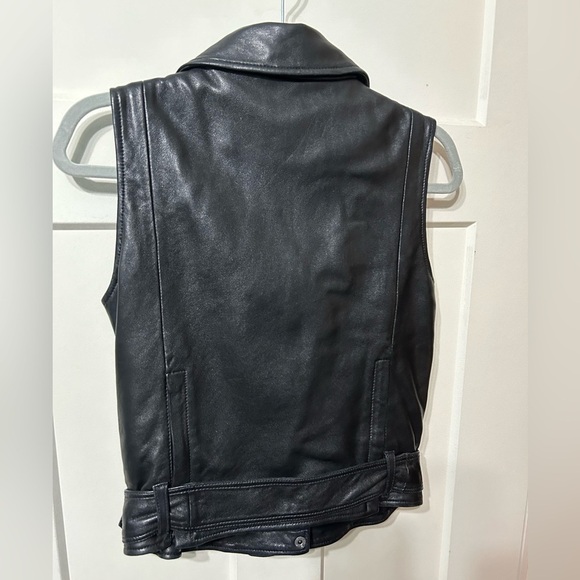Madewell 💯 Leather Moto zip up button buckle Vest - Picture 8 of 8